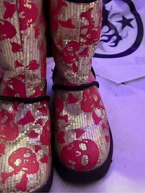 Y2K Sequin Pink Skull Pattern Women's Uggs